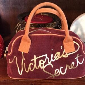Victoria's Secret Maroon and Gold Shoulder Bag